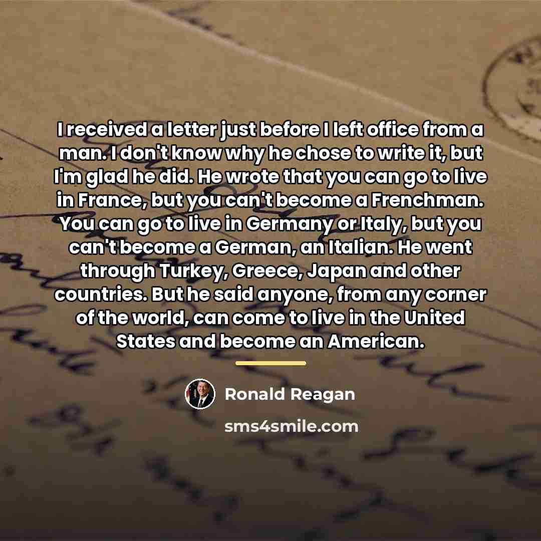 “I received a letter just before I left office from…” quote by Ronald Reagan