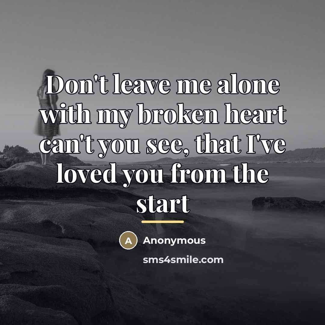 “Don't leave me alone with my broken heart can't you…” quote by Anonymous