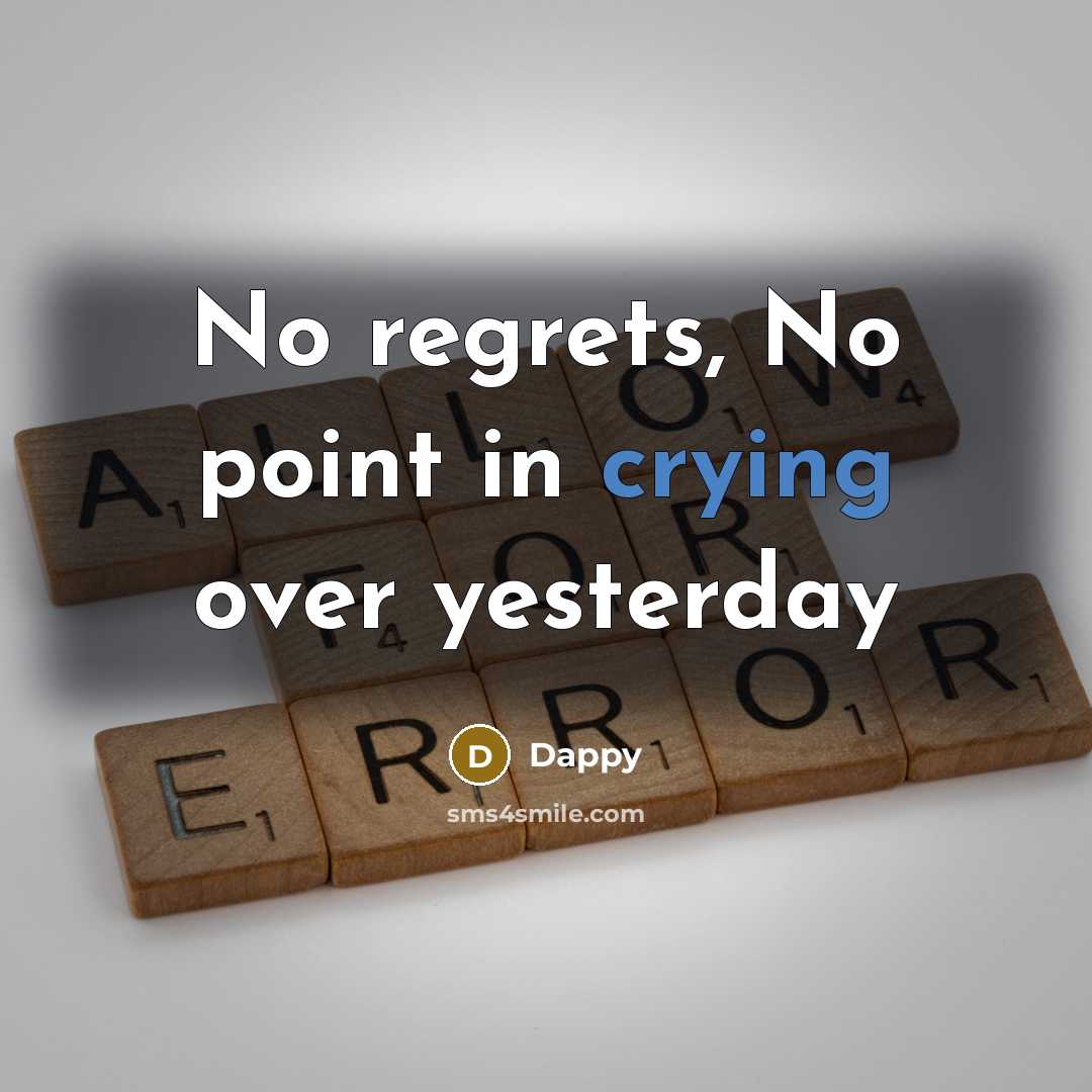 “No regrets, No point in crying over yesterday…” quote by Dappy