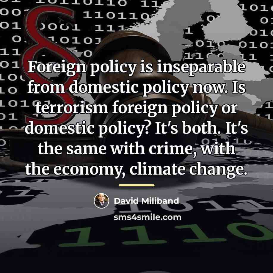 “Foreign policy is inseparable from domestic policy now. Is terrorism…” quote by David Miliband