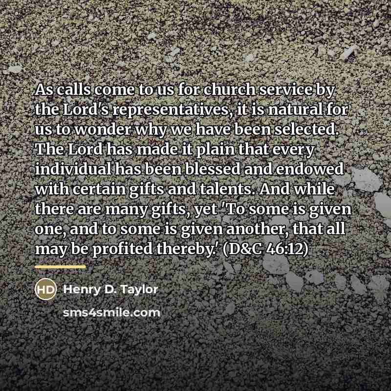 “As calls come to us for church service by the…” quote by Henry D. Taylor