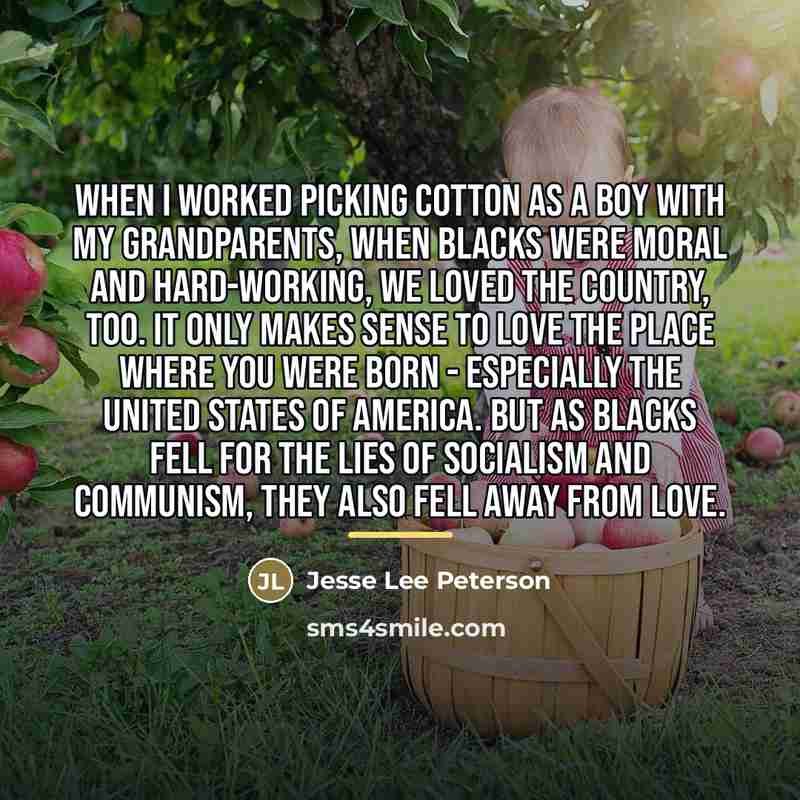 “When I worked picking cotton as a boy with my…” quote by Jesse Lee Peterson