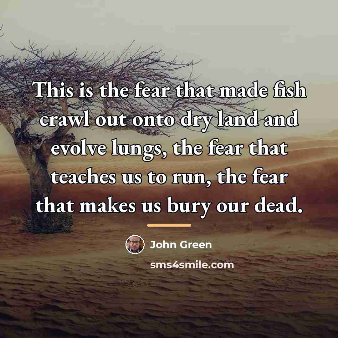 “This is the fear that made fish crawl out onto…” quote by John Green
