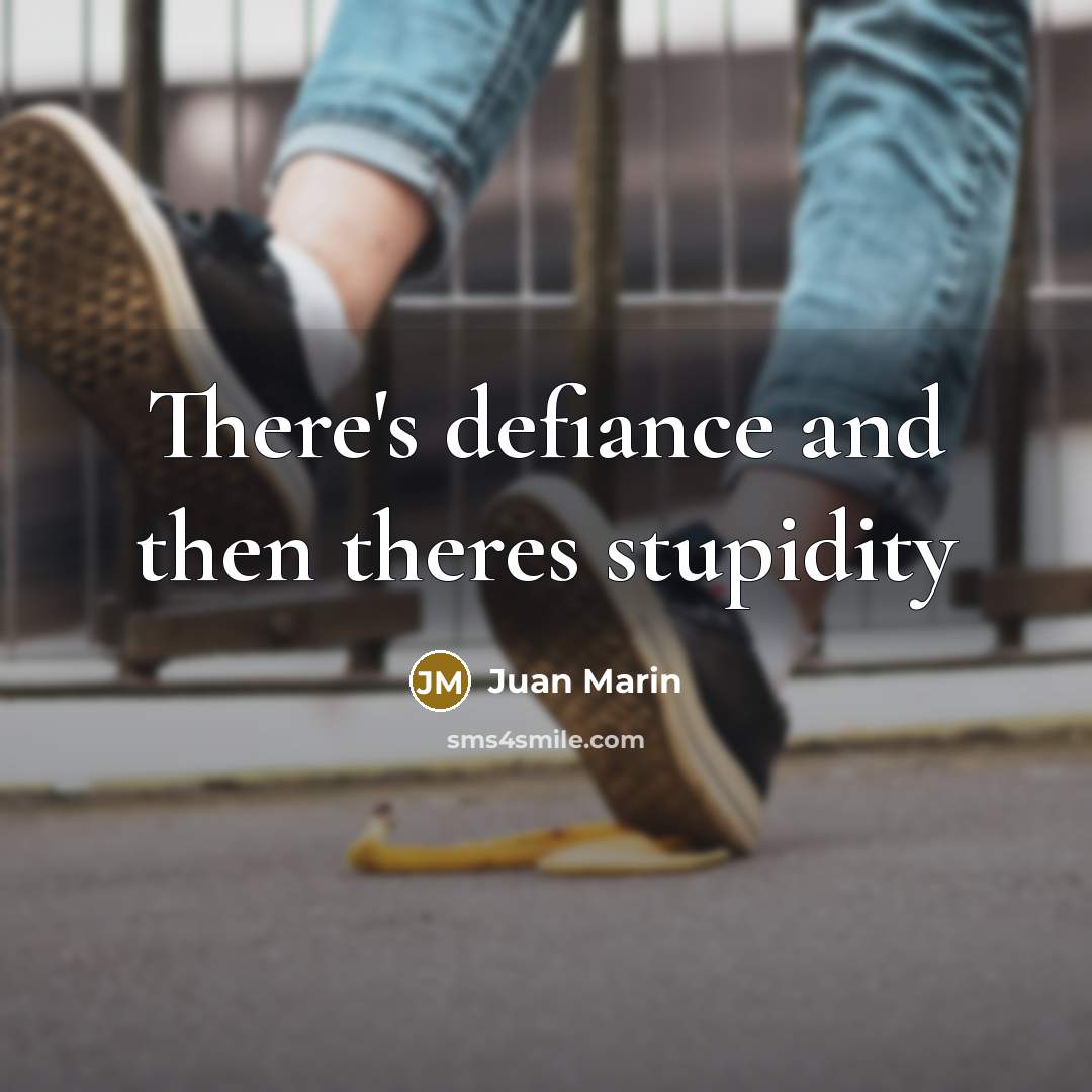 “There's defiance and then theres stupidity” quote by Juan Marin