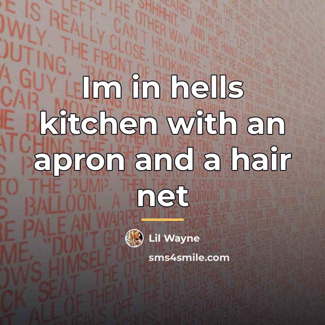 “Im in hells kitchen with an apron and a hair…” quote by Lil Wayne