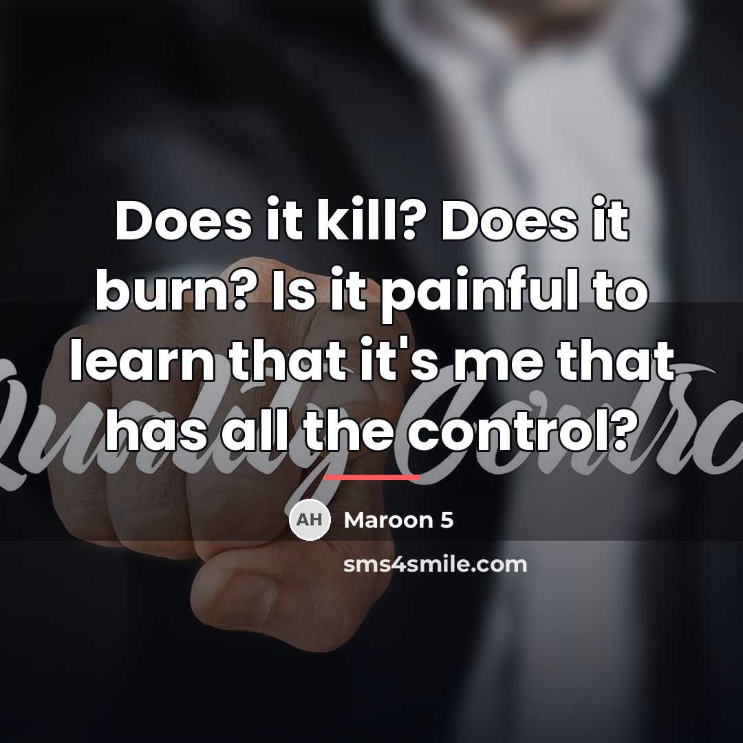 “Does it kill? Does it burn? Is it painful to…” quote by Maroon 5