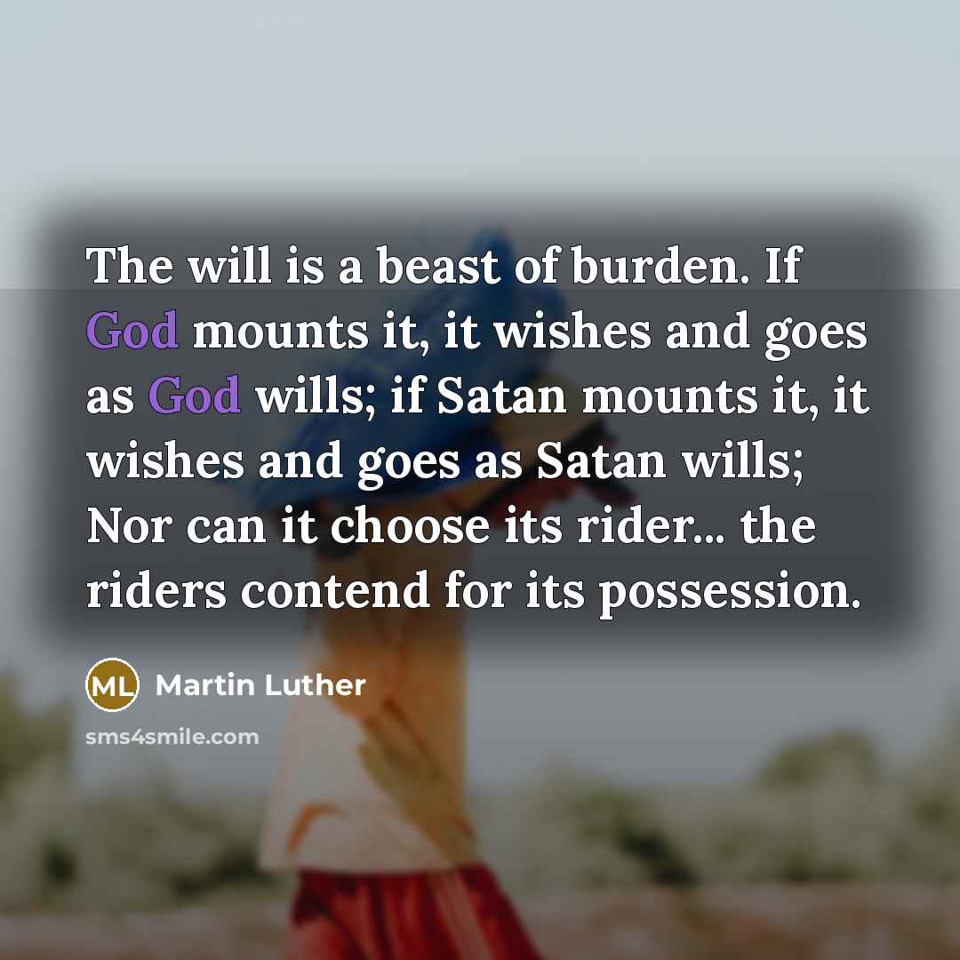 “The will is a beast of burden. If God mounts…” quote by Martin Luther