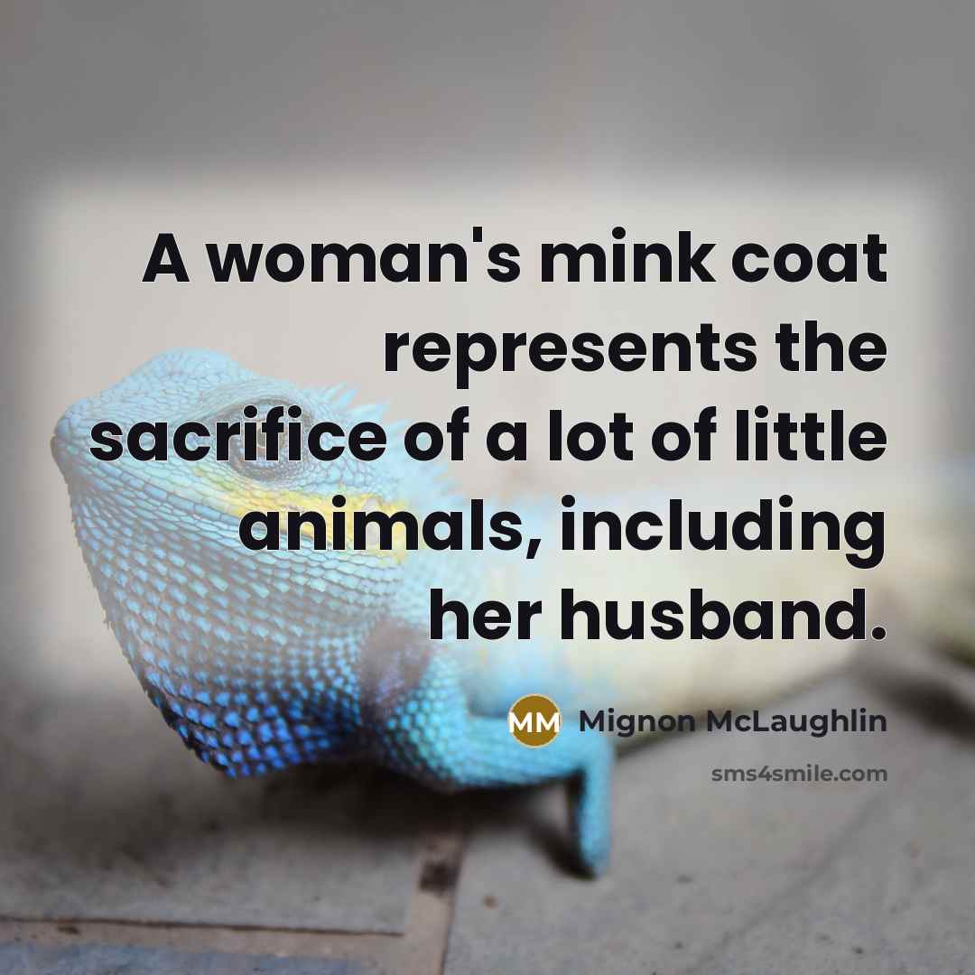“A woman's mink coat represents the sacrifice of a lot…” quote by Mignon McLaughlin