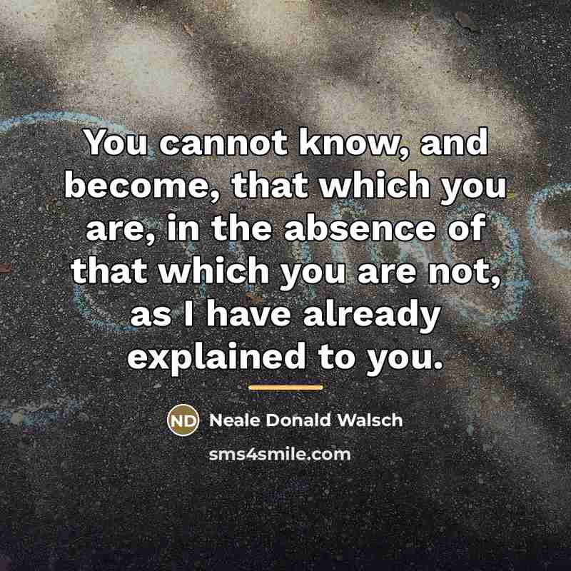 “You cannot know, and become, that which you are, in…” quote by Neale Donald Walsch