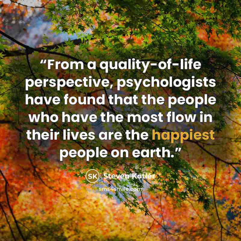 “From a quality-of-life perspective, psychologists have found that the people who have the most flow in their lives are the happiest people on earth.” quote by Steven Kotler