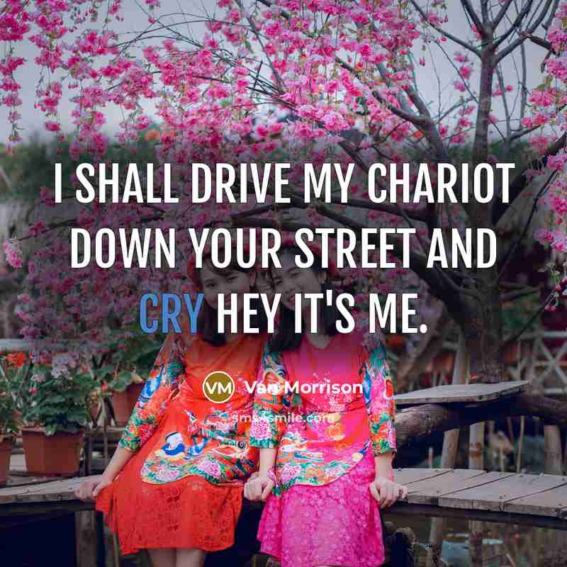 “I shall drive my chariot down your street and cry…” quote by Van Morrison