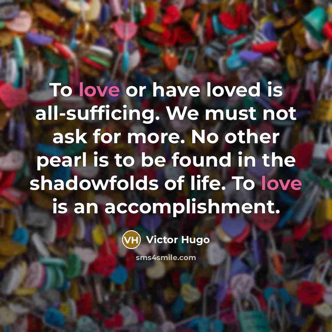 “To love or have loved is all-sufficing. We must not…” quote by Victor Hugo