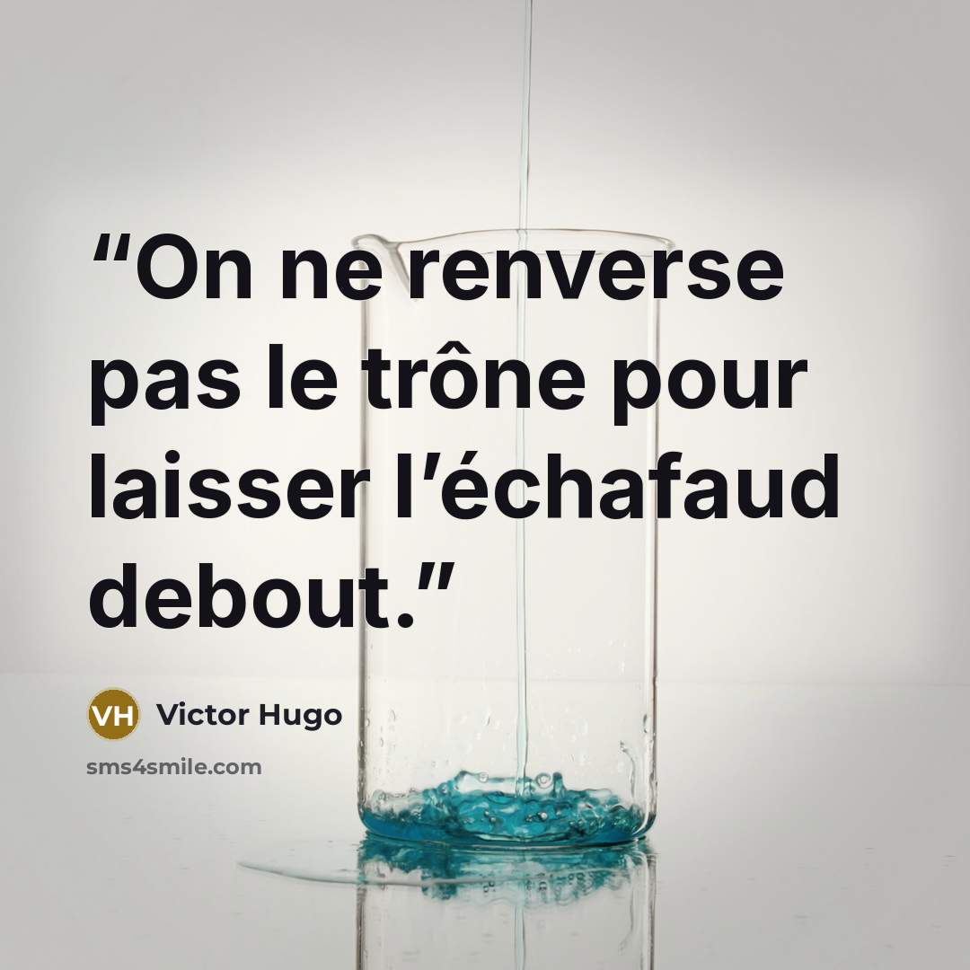 “On ne renverse pas le trône pour laisser l’échafaud debout.” quote by Victor Hugo