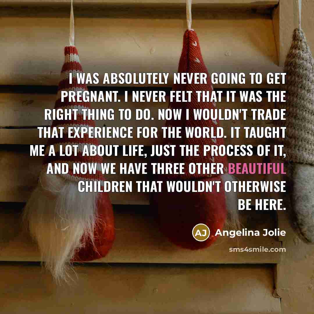“I was absolutely never going to get pregnant. I never…” quote by Angelina Jolie