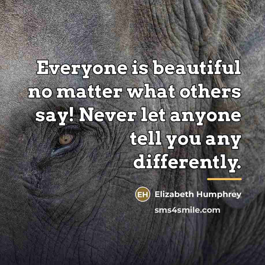 “Everyone is beautiful no matter what others say! Never let…” quote by Elizabeth Humphrey