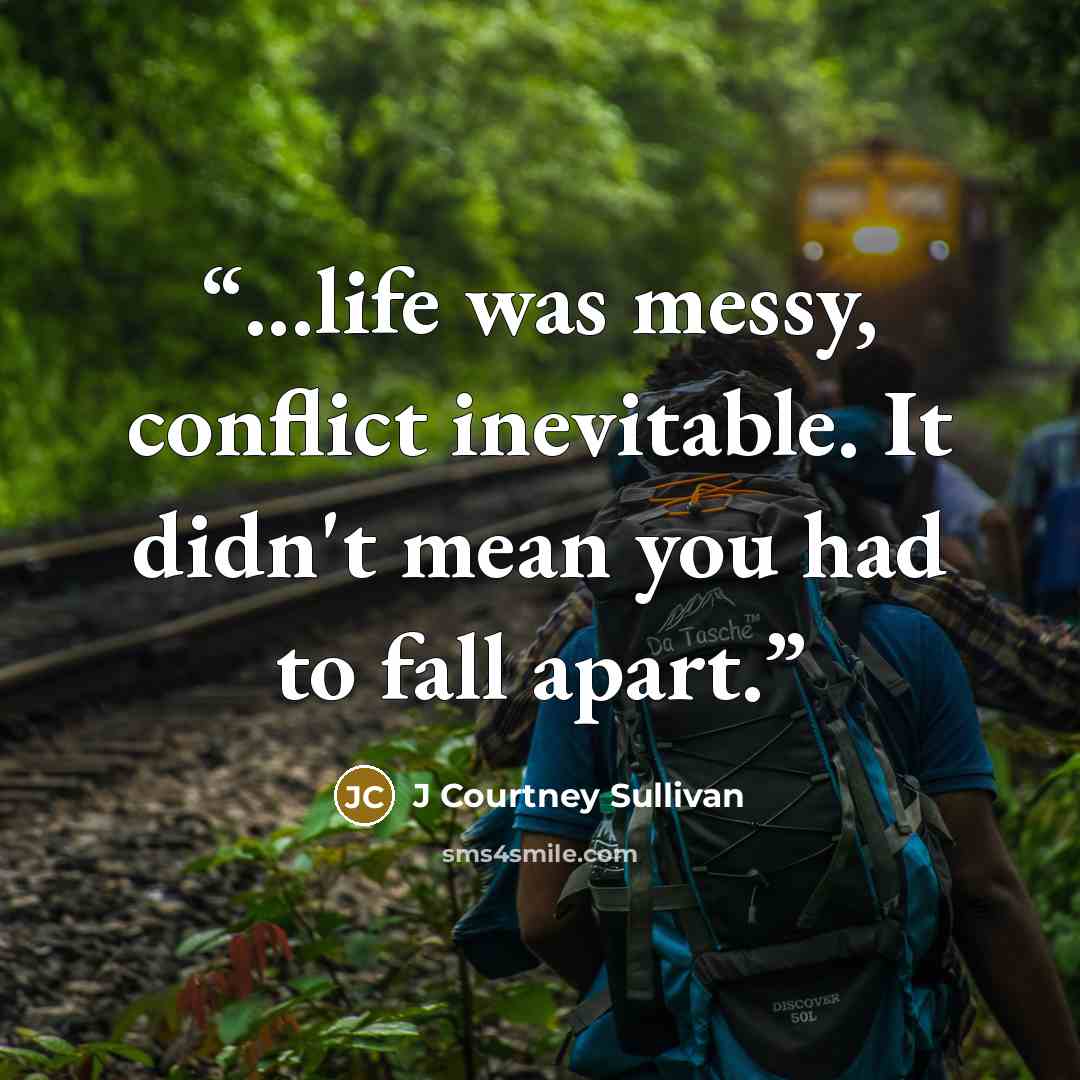 “...life was messy, conflict inevitable. It didn't mean you had to fall apart.” quote by J Courtney Sullivan