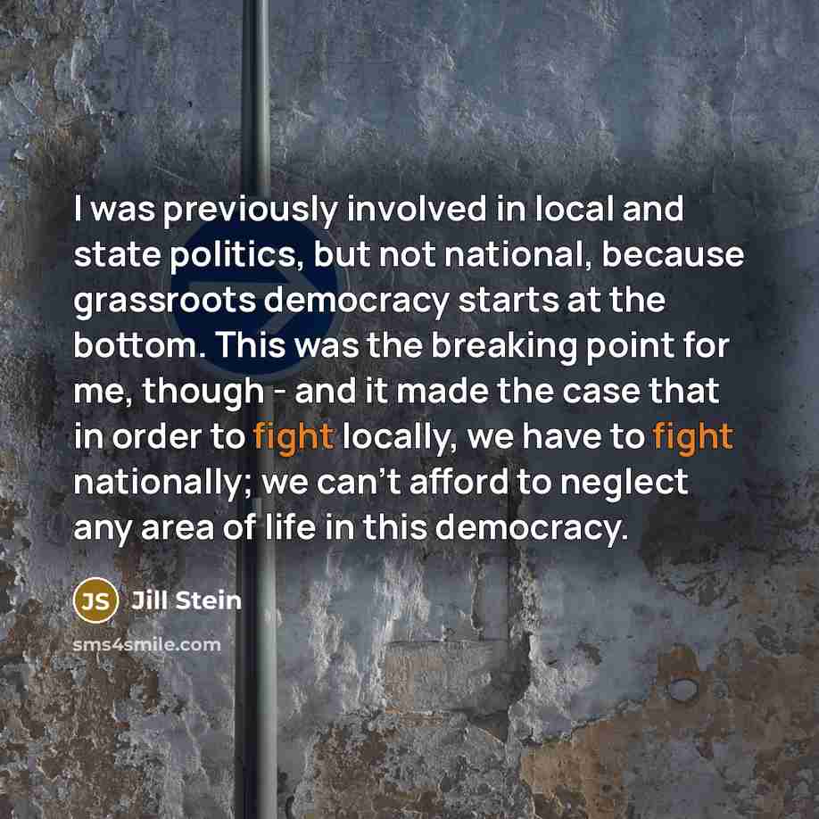 “I was previously involved in local and state politics, but…” quote by Jill Stein
