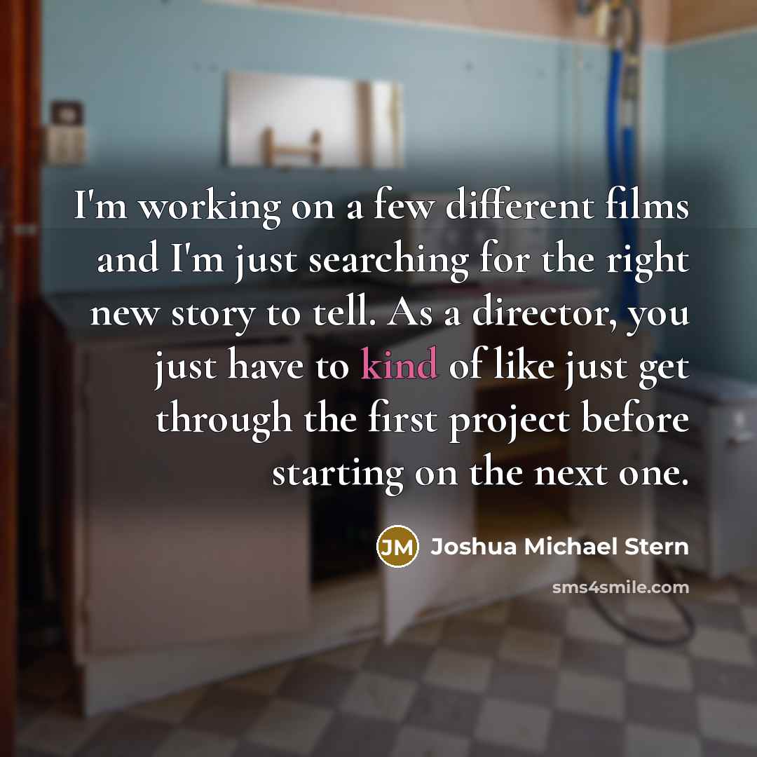 “I'm working on a few different films and I'm just…” quote by Joshua Michael Stern