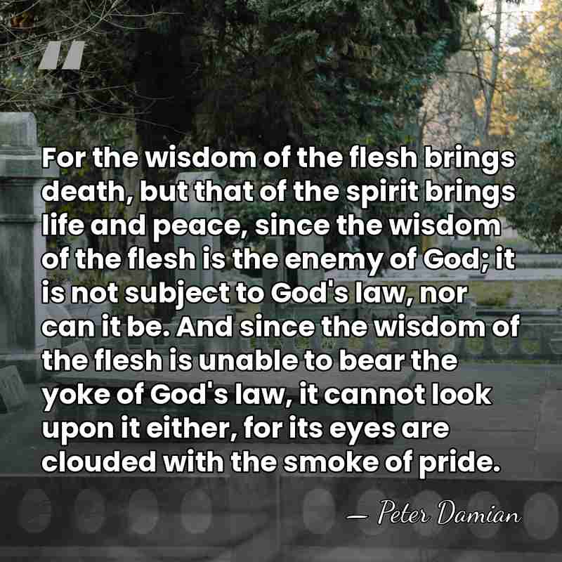 For the wisdom of the flesh brings death, but that of the&hellip; - Peter Damian