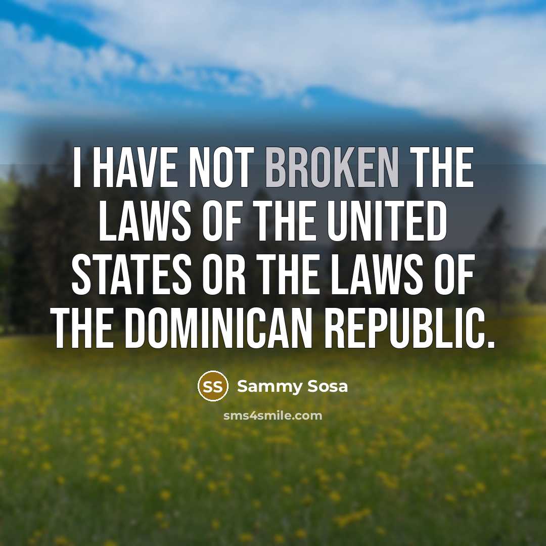 “I have not broken the laws of the United States…” quote by Sammy Sosa