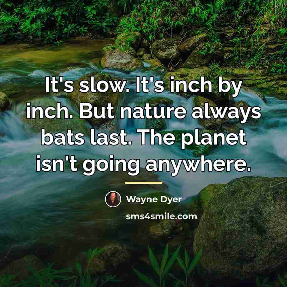 “It's slow. It's inch by inch. But nature always bats…” quote by Wayne Dyer