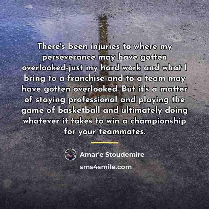 “There's been injuries to where my perseverance may have gotten…” quote by Amar'e Stoudemire
