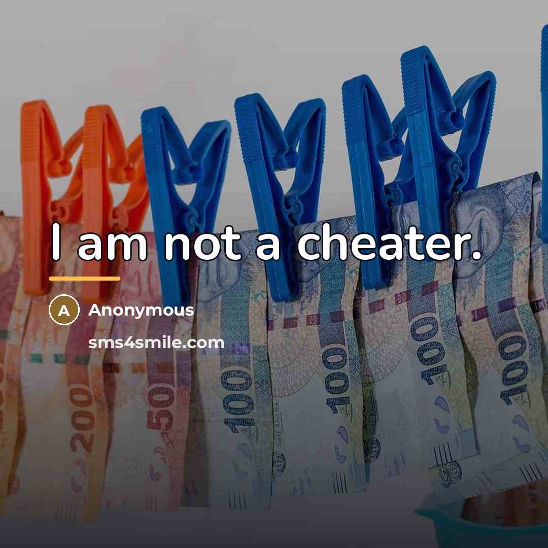 “I am not a cheater.…” quote by Anonymous