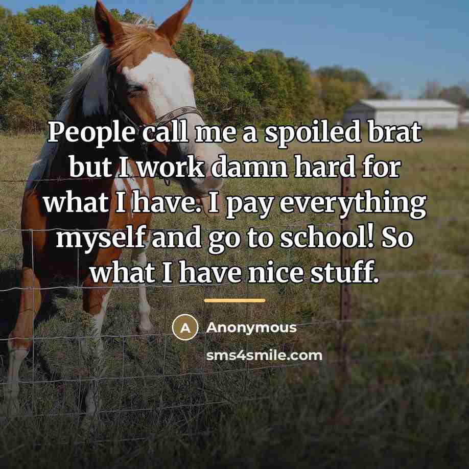 “People call me a spoiled brat but I work damn…” quote by Anonymous