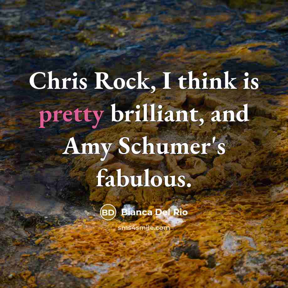 “Chris Rock, I think is pretty brilliant, and Amy Schumer's…” quote by Bianca Del Rio