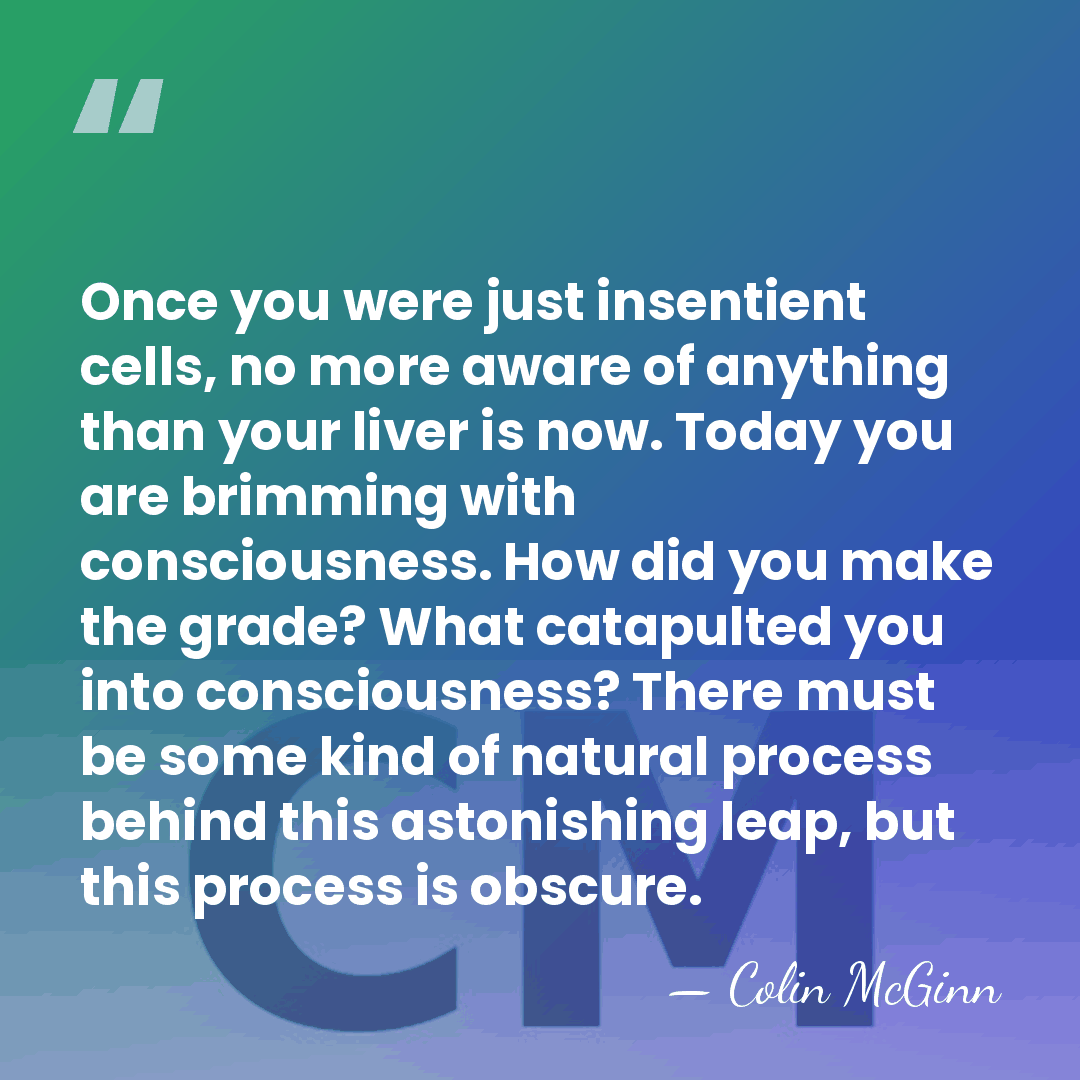 Once you were just insentient cells, no more aware of anything than&hellip; - Colin McGinn