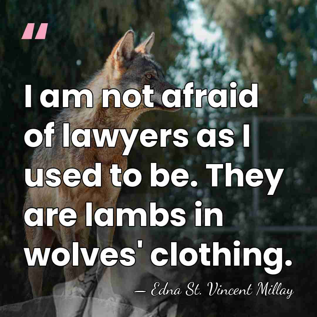 I am not afraid of lawyers as I used to be. They&hellip; - Edna St. Vincent Millay