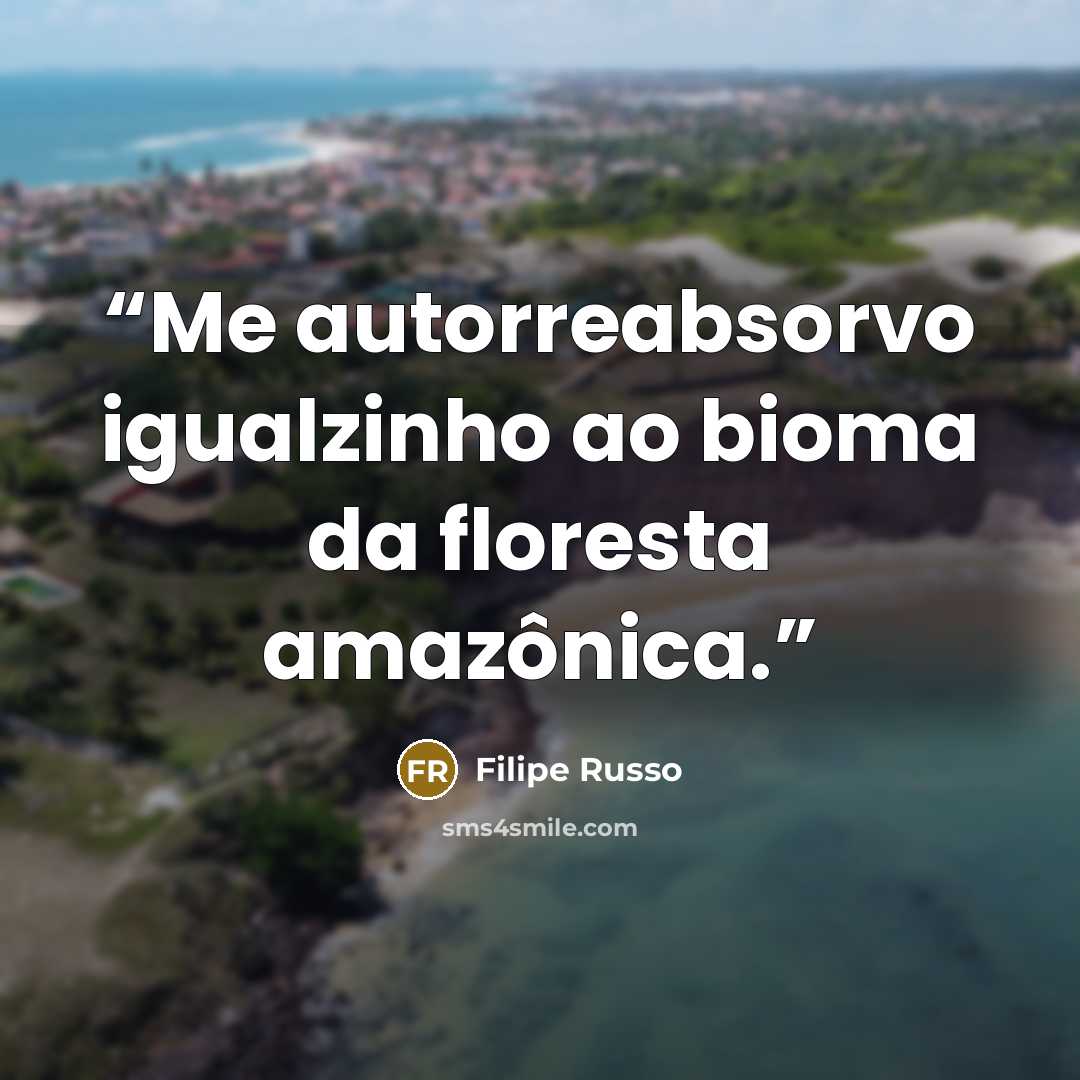 “Me autorreabsorvo igualzinho ao bioma da floresta amazônica.” quote by Filipe Russo