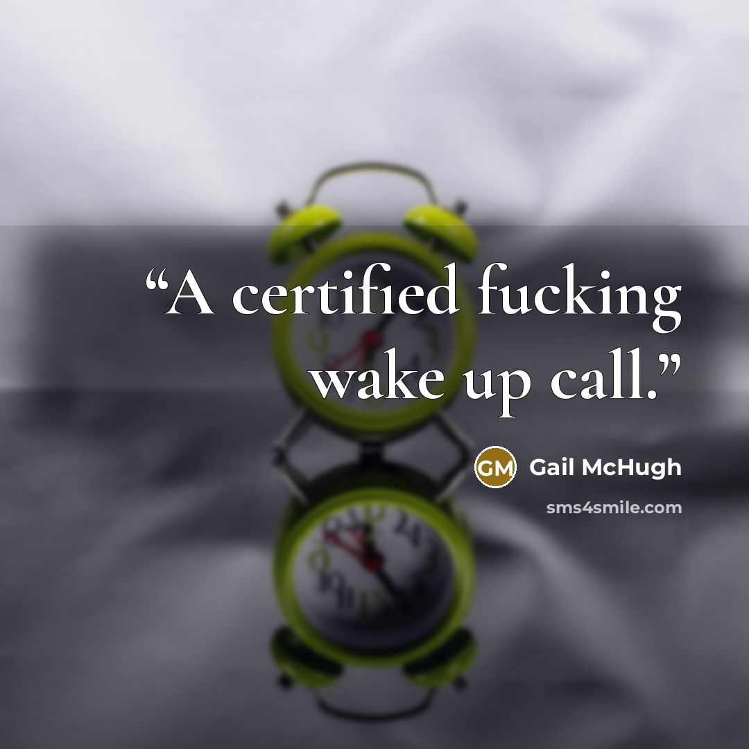 “A certified fucking wake up call.” quote by Gail McHugh