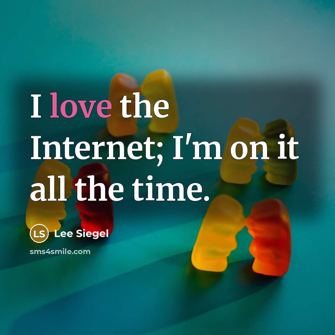 “I love the Internet; I'm on it all the time.…” quote by Lee Siegel