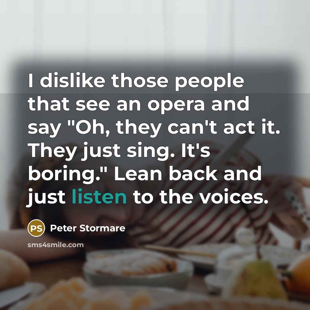 “I dislike those people that see an opera and say…” quote by Peter Stormare