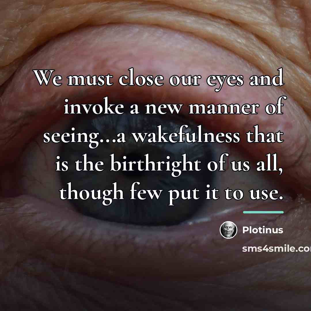 “We must close our eyes and invoke a new manner…” quote by Plotinus