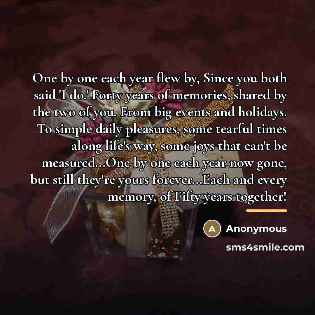 “One by one each year flew by, Since you both…” quote by Anonymous