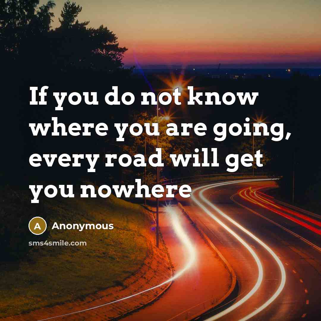 “If you do not know where you are going, every road will get you nowhere” quote by Anonymous