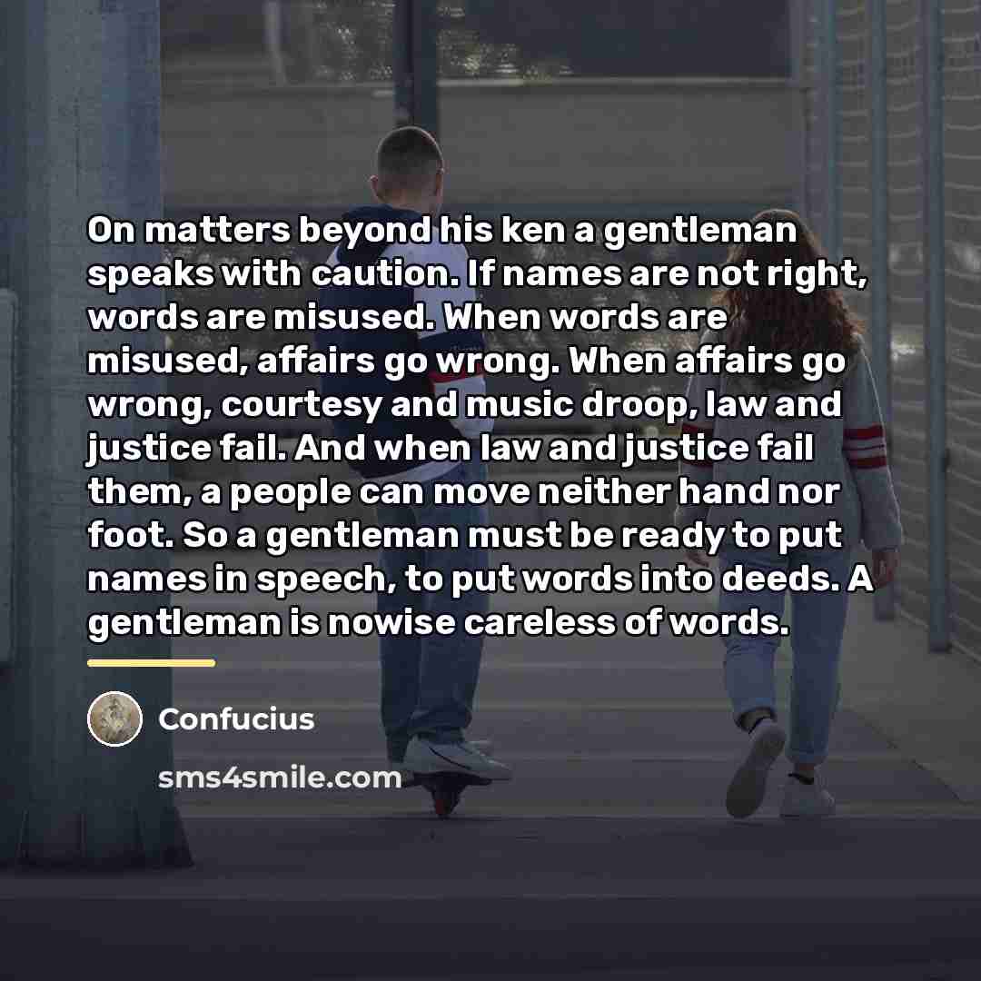 “On matters beyond his ken a gentleman speaks with caution.…” quote by Confucius