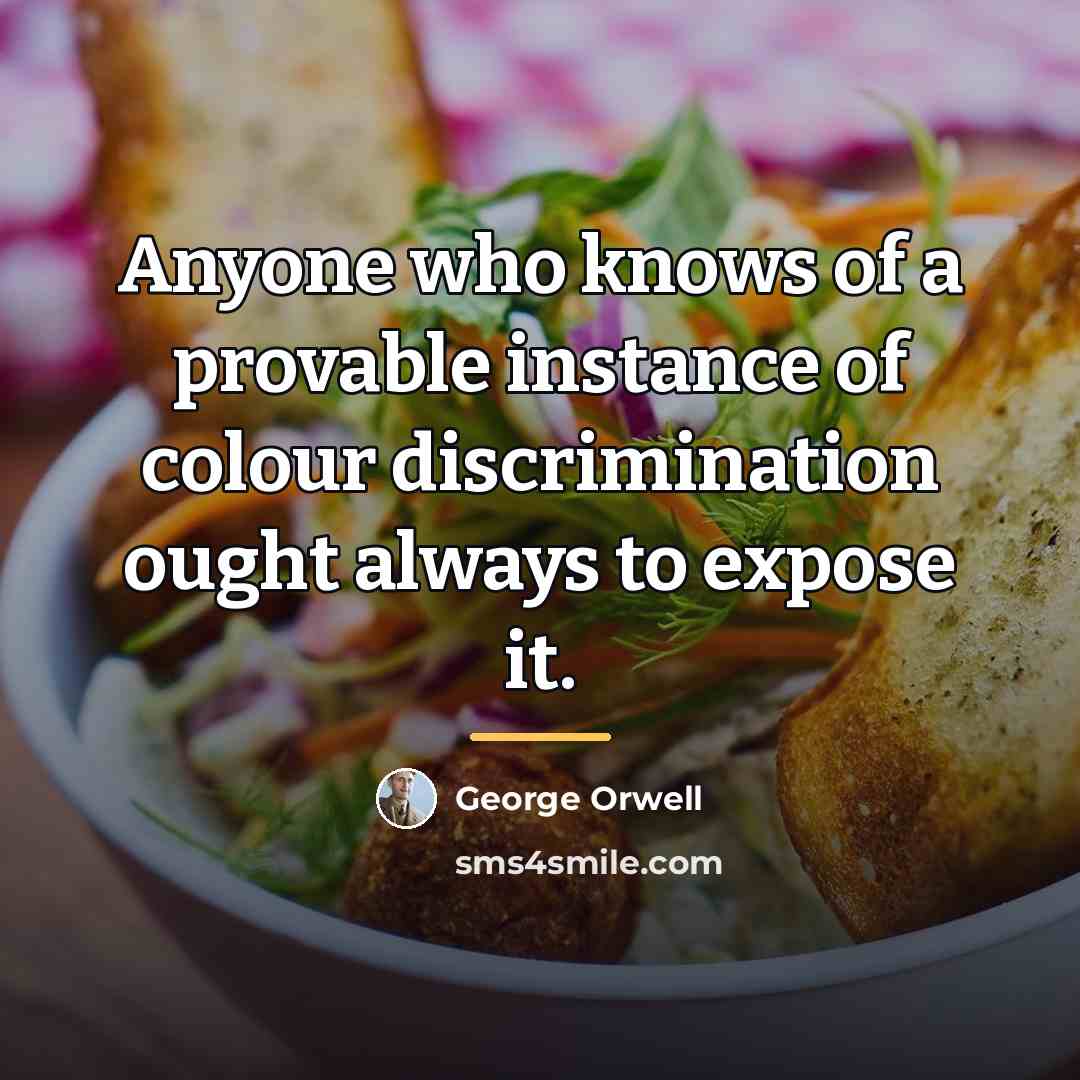 “Anyone who knows of a provable instance of colour discrimination…” quote by George Orwell