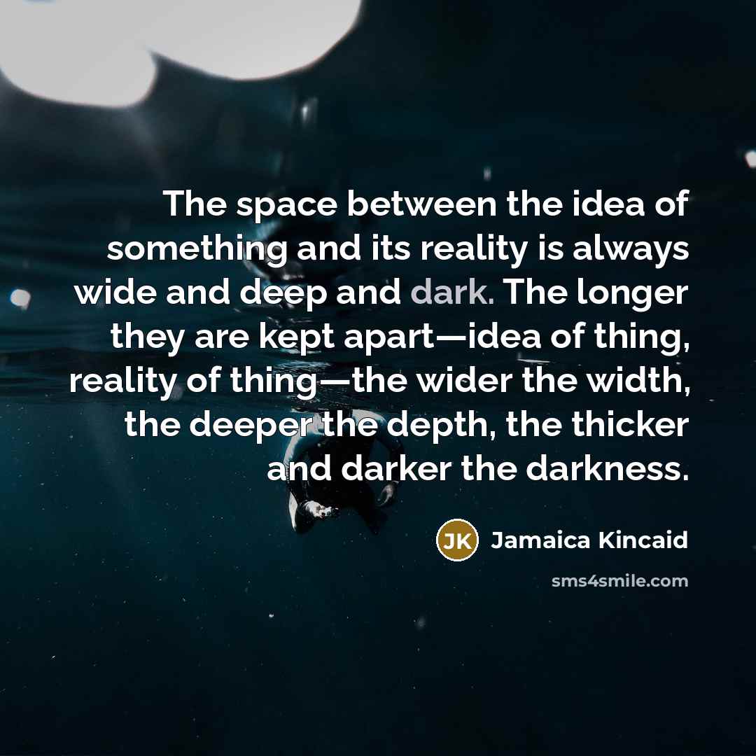 “The space between the idea of something and its reality…” quote by Jamaica Kincaid