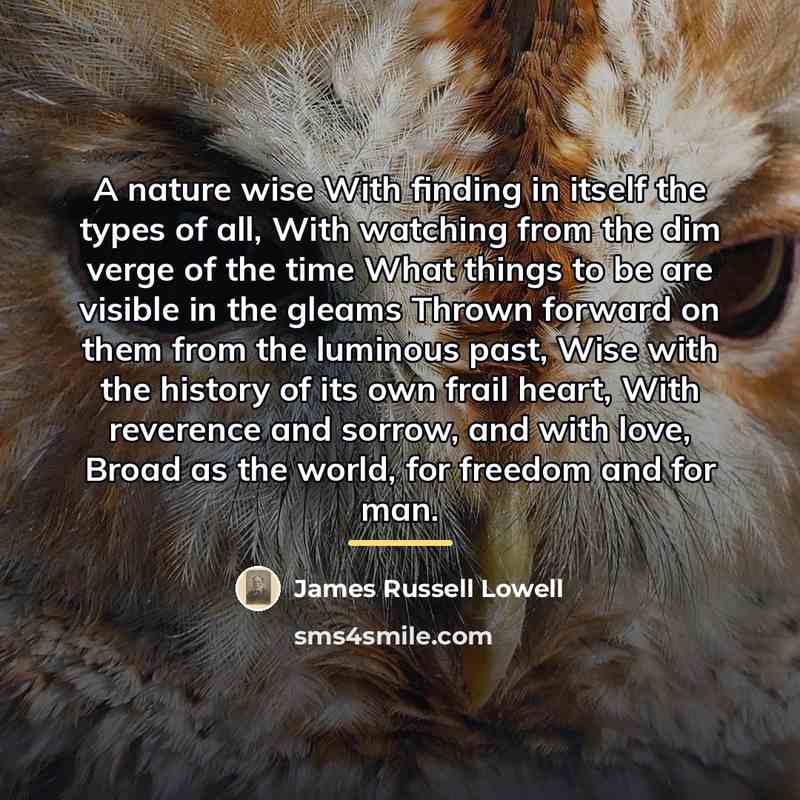 “A nature wise With finding in itself the types of…” quote by James Russell Lowell