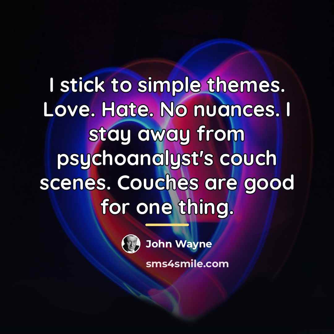 “I stick to simple themes. Love. Hate. No nuances. I…” quote by John Wayne