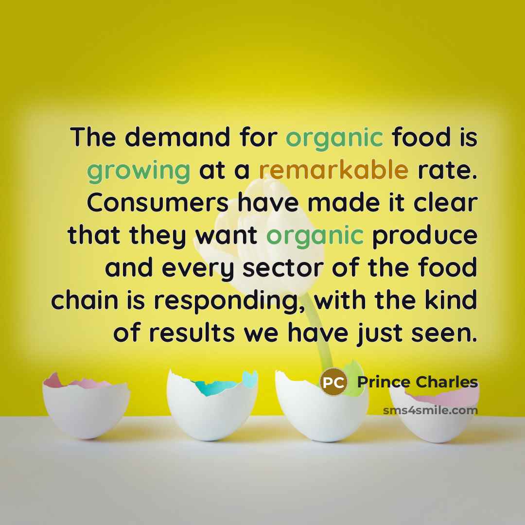“The demand for organic food is growing at a remarkable…” quote by Prince Charles