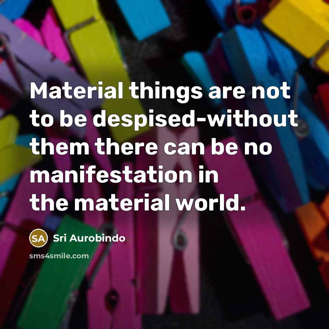 “Material things are not to be despised-without them there can…” quote by Sri Aurobindo
