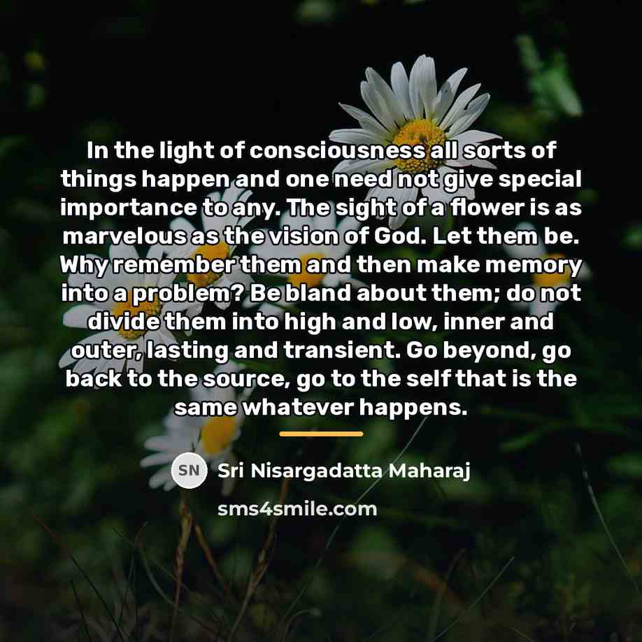 “In the light of consciousness all sorts of things happen…” quote by Sri Nisargadatta Maharaj