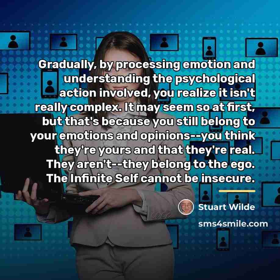 “Gradually, by processing emotion and understanding the psychological action involved,…” quote by Stuart Wilde