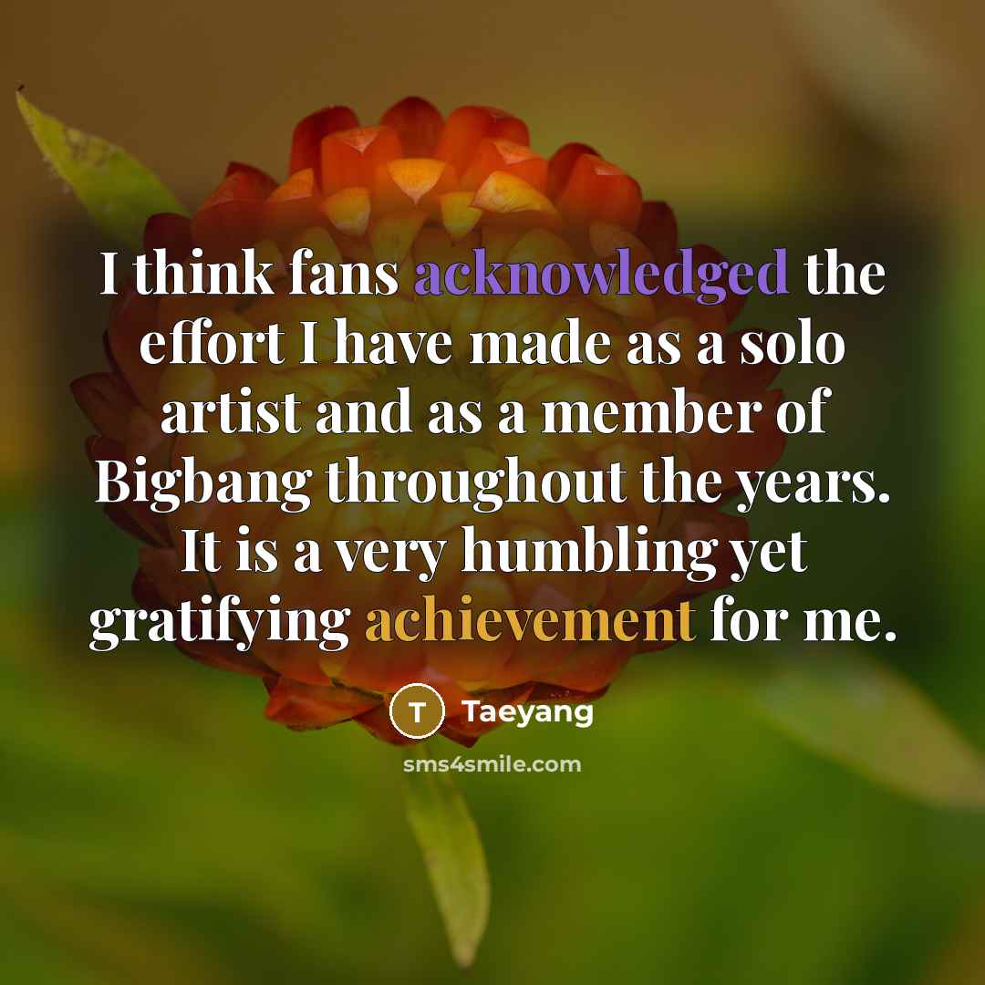 “I think fans acknowledged the effort I have made as…” quote by Taeyang