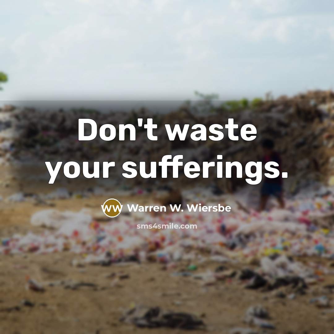 “Don't waste your sufferings.…” quote by Warren W. Wiersbe
