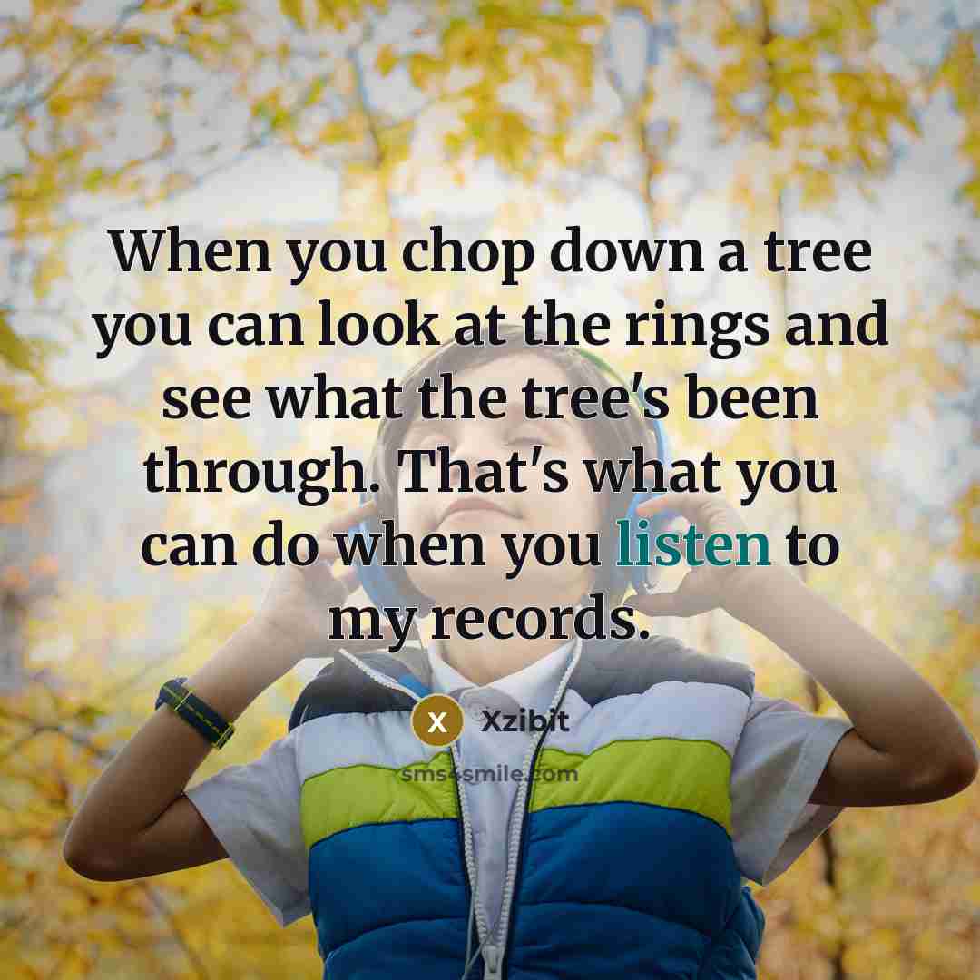 “When you chop down a tree you can look at…” quote by Xzibit